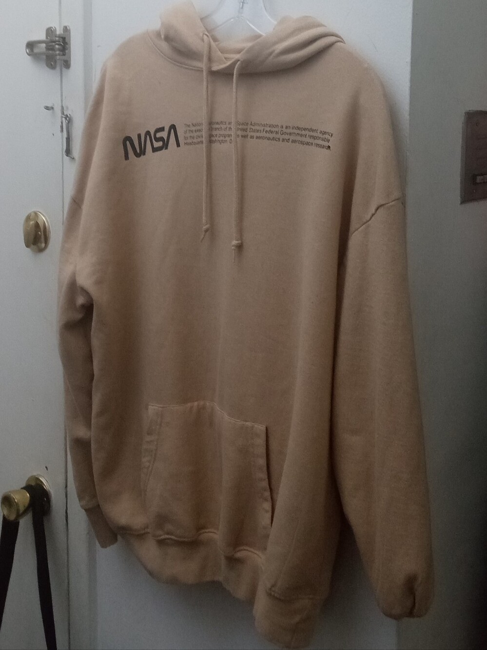 NASA Beige Pullover Hoodie for Men Size Small